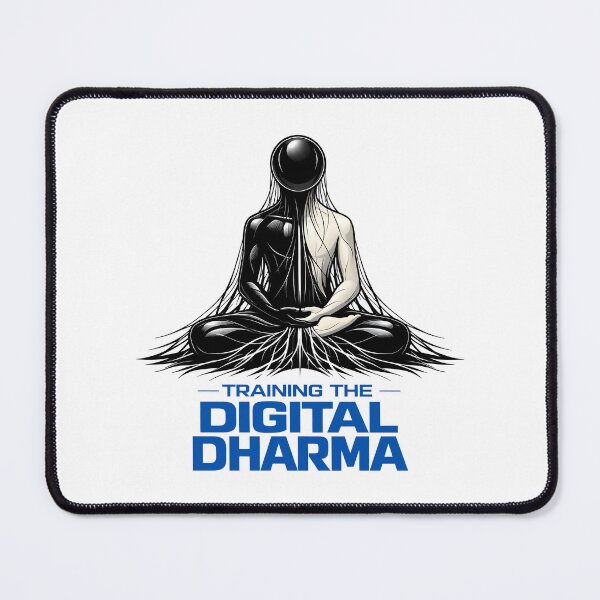 Item preview, Training the Digital Dharma - Algorithmic Ascetic Machine Learning Engineer Tech Zen Yoga Meditation - Obsidian Alabaster Cyberpunk Neural Network Lotus Art designed and sold by Vivaan Studio.