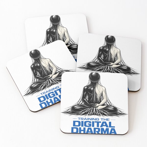 Item preview, Training the Digital Dharma - Algorithmic Ascetic Machine Learning Engineer Tech Zen Yoga Meditation - Obsidian Alabaster Cyberpunk Neural Network Lotus Art designed and sold by Vivaan Studio.