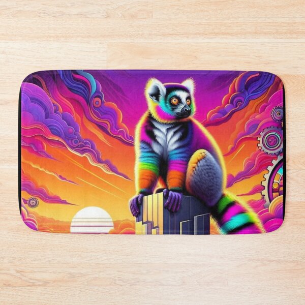 Item preview, Psychedelic Lemur at Sunset – Vibrant Fantasy Art designed and sold by Dogandesighn.