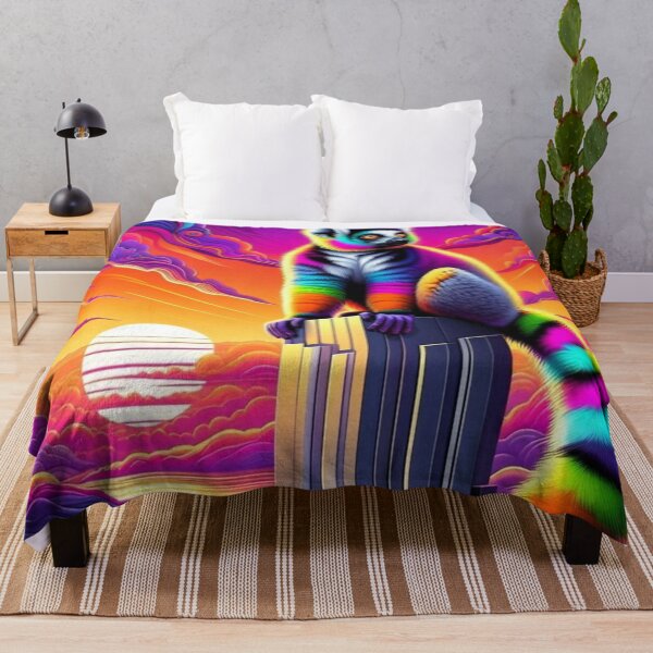 Item preview, Psychedelic Lemur at Sunset – Vibrant Fantasy Art designed and sold by Dogandesighn.