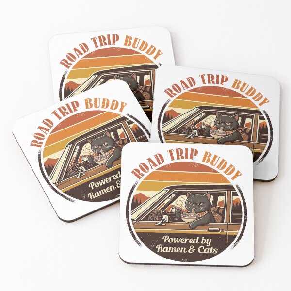 Item preview, Retro Grumpy Black Cat Ramen Road Trip | Vintage Cat Art designed and sold by MCBreath.