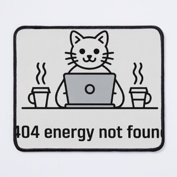 Item preview, Funny Cat Programmer – 404 Energy Not Found Coding T-Shirt Design designed and sold by Mitaudesign.
