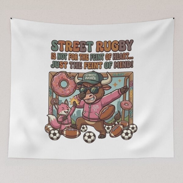 Item preview, Funny Street Rugby Bull Dabbing Tough Retro Sports Art designed and sold by Wear Sculpt.