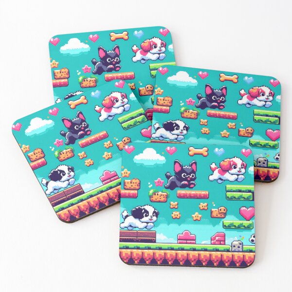 Item preview, Retro Pixel Art Side Scroller Gamer Dogs designed and sold by AI-Only Creations.
