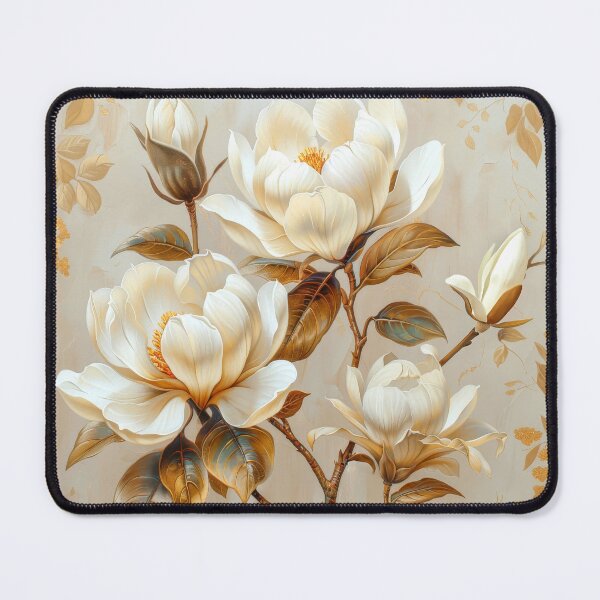 Item preview, Magnolia Flowers with Gold Accents - Elegant Botanical Floral Art designed and sold by MargaretWiktor.