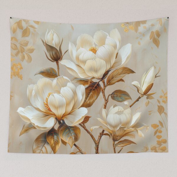Item preview, Magnolia Flowers with Gold Accents - Elegant Botanical Floral Art designed and sold by MargaretWiktor.