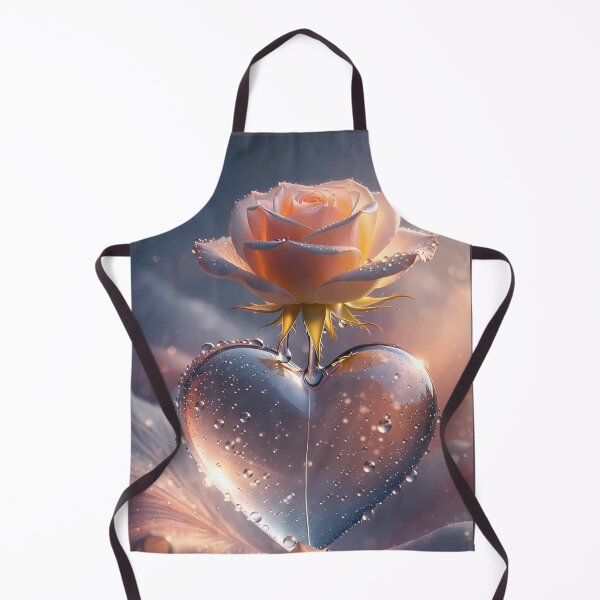 Item preview, Translucent Glass Heart With Morning Dewdrops Beneath A Blooming Pink Rose designed and sold by Dreamy Armine Art.