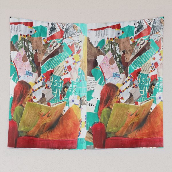 Item preview, Handmade Collage for Bookworms and Lovers of a Turquoise Blue Sky designed and sold by Lilivia.