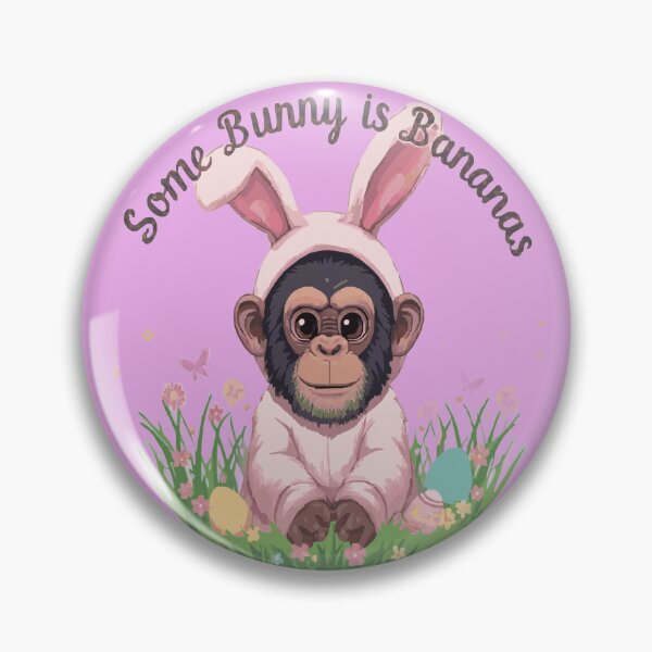 Item preview, Cute Chimpanzee Wearing Bunny Costume Surrounded by Easter Eggs and Spring Flowers designed and sold by FireOrchid.