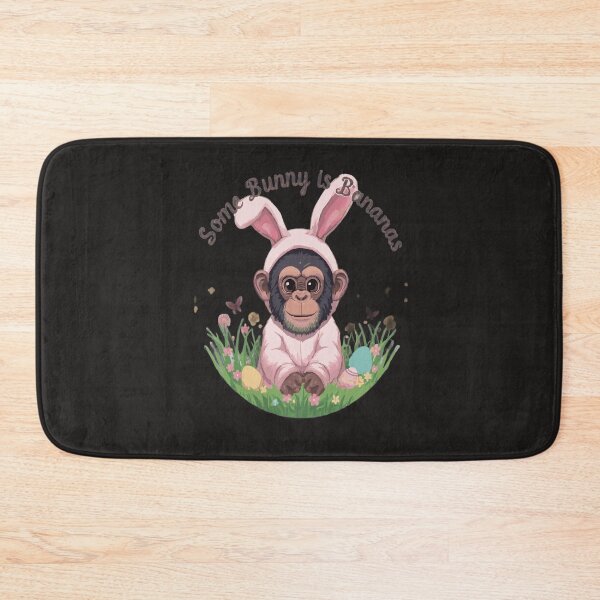 Item preview, Cute Chimpanzee Wearing Bunny Costume Surrounded by Easter Eggs and Spring Flowers designed and sold by FireOrchid.