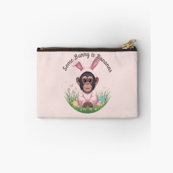 Item preview, Cute Chimpanzee Wearing Bunny Costume Surrounded by Easter Eggs and Spring Flowers designed and sold by FireOrchid.