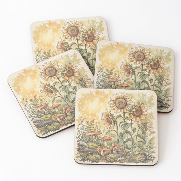 Item preview, Sunflowers and Mushrooms Botanical Illustration designed and sold by UkieSun.