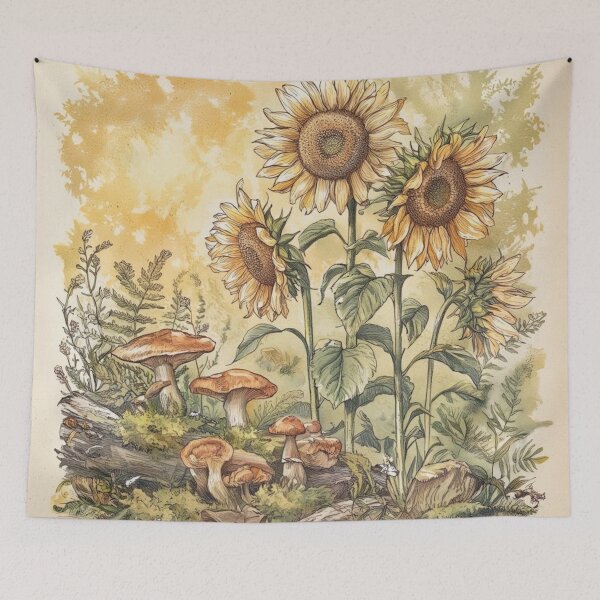 Item preview, Sunflowers and Mushrooms Botanical Illustration designed and sold by UkieSun.