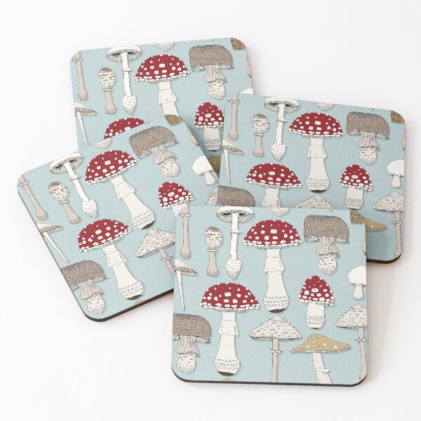 Item preview, mushrooms celadon blue designed and sold by scrummy.