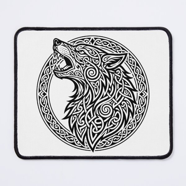 Item preview, Howling Celtic Wolf Head Fenrir Knotwork designed and sold by SolaoLab.