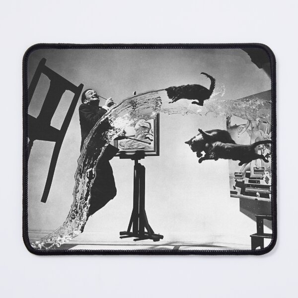 Item preview, Vintage surrealist three cats jumping iconic black and white photograph poster art print designed and sold by Astrid Arkhangelsky.