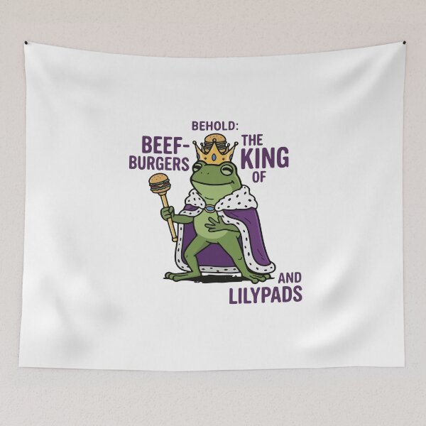 Item preview, King Frog Burger Monarch Illustration designed and sold by Floomart.