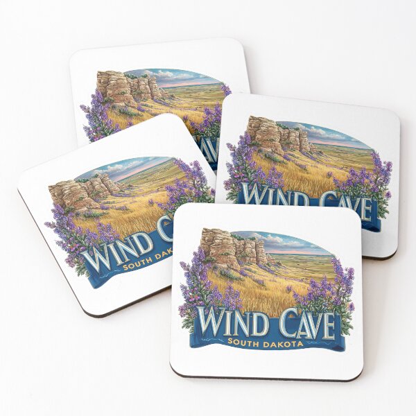 Item preview, Wind Cave National Park South Dakota Prairie Sunset Wildflowers Illustration   Travel Sticker Badge designed and sold by Blurbean.