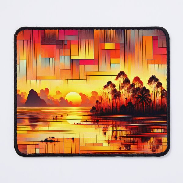 Item preview, Dawn Over Millennium Island | Tropical Sunrise Landscape Art designed and sold by Stoneflower-Art.