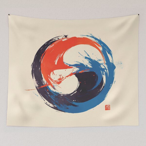Item preview, Korean Taegeuk Brushstroke Art – Modern Ink Circle Yin Yang Inspired Minimal Design designed and sold by Windy-market.