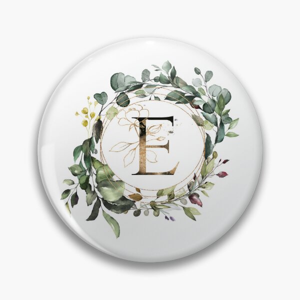 Item preview,  Watercolor Botanical Wreath, floral monogram letter E designed and sold by Marty Party .