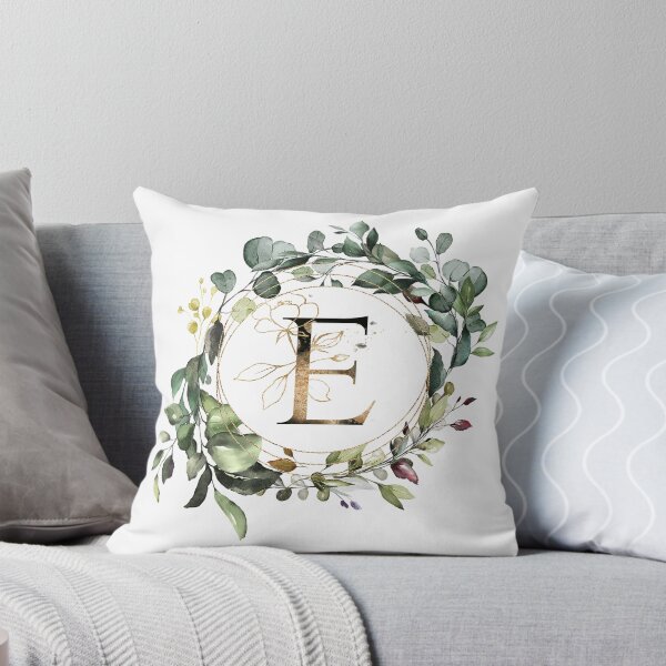 Item preview,  Watercolor Botanical Wreath, floral monogram letter E designed and sold by Marty Party .