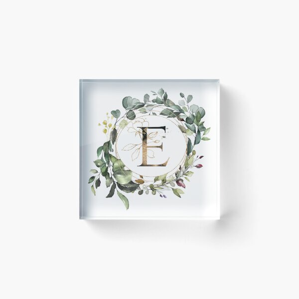 Item preview,  Watercolor Botanical Wreath, floral monogram letter E designed and sold by Marty Party .
