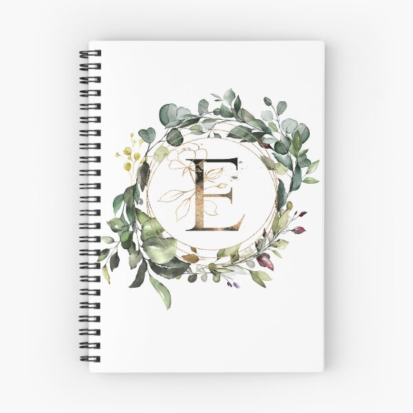 Item preview,  Watercolor Botanical Wreath, floral monogram letter E designed and sold by Marty Party .
