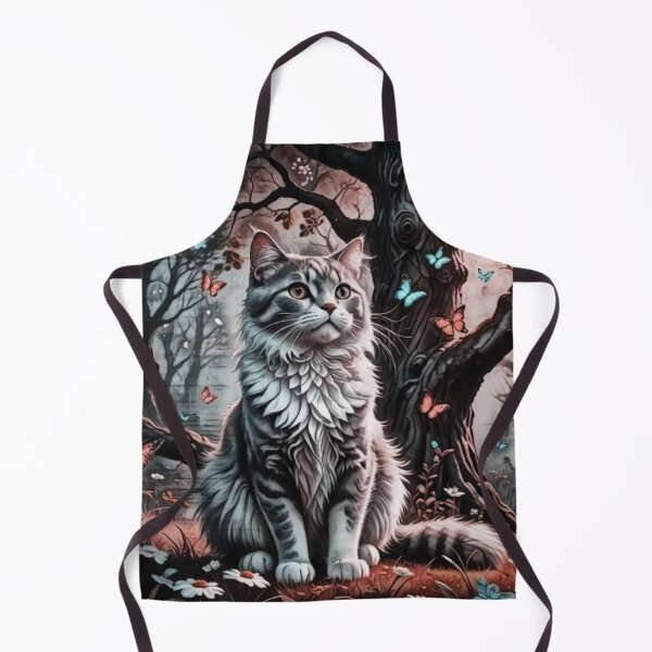 Item preview, Fluffy Grey Cat with Butterflies designed and sold by coribeth.