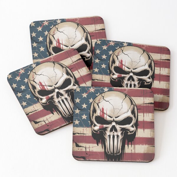 Item preview, Grunge Punisher Style Patriotic Skull Flag Art designed and sold by OldGloryForge.