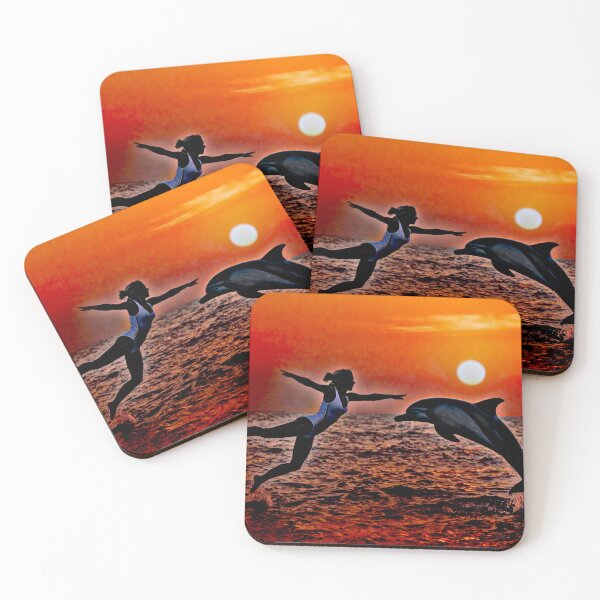 Item preview, A harmonious leap with a dolphin at sunset designed and sold by Kimenta.