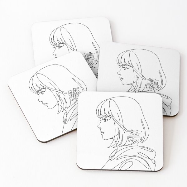 Item preview, Minimalist Anime Girl Line Art - Japanese Dream Kanji Aesthetic designed and sold by HappySproutArt.