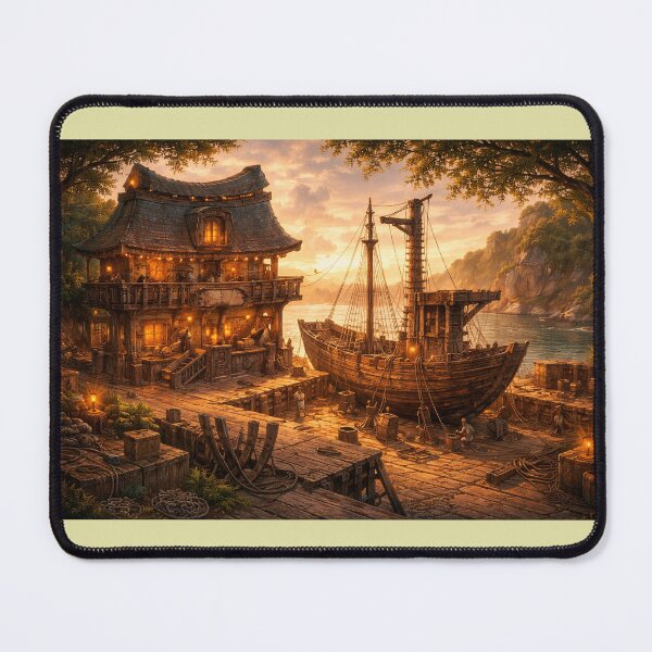 Item preview, Warm Shipyard at Sunset designed and sold by bubuandfriends.