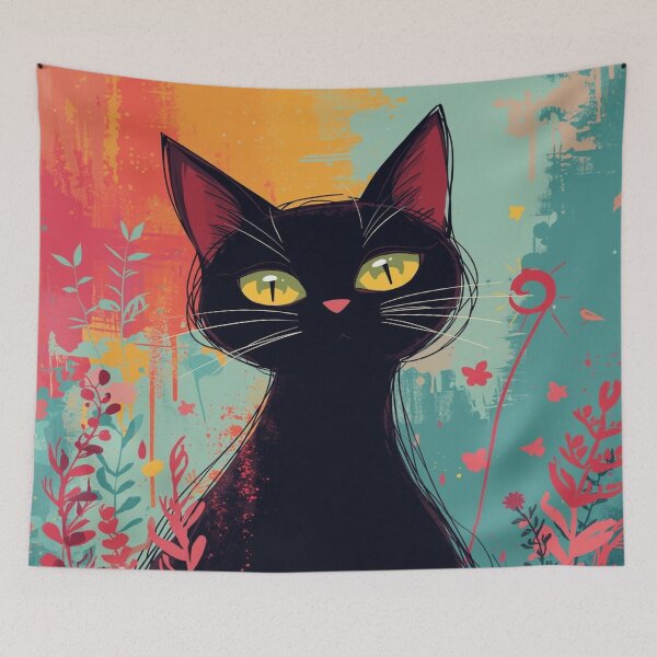 Item preview, Golden Gaze Black Cat Art designed and sold by EllieHeartCo.