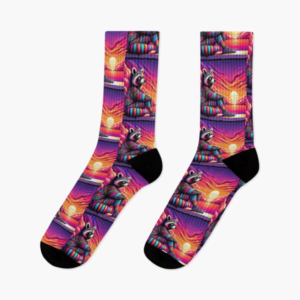 Item preview, Neon Sunset Dreamer Raccoon – Vibrant Fantasy Artwork designed and sold by Dogandesighn.