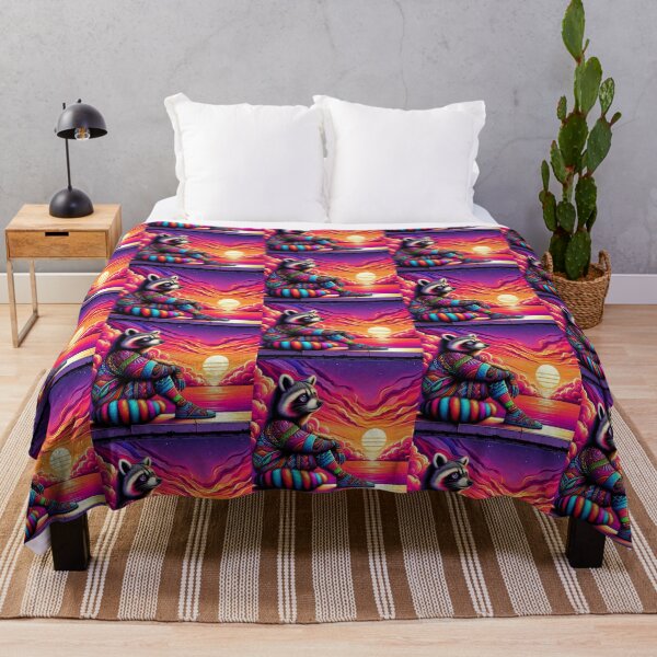 Item preview, Neon Sunset Dreamer Raccoon – Vibrant Fantasy Artwork designed and sold by Dogandesighn.