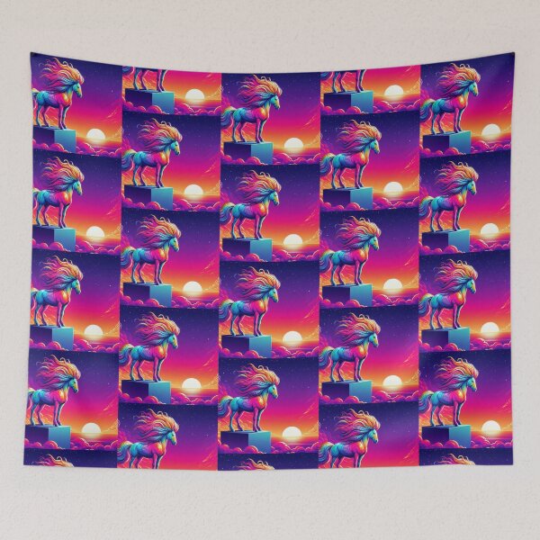 Item preview, "Surreal Neon Horse at Sunset  designed and sold by Dogandesighn.