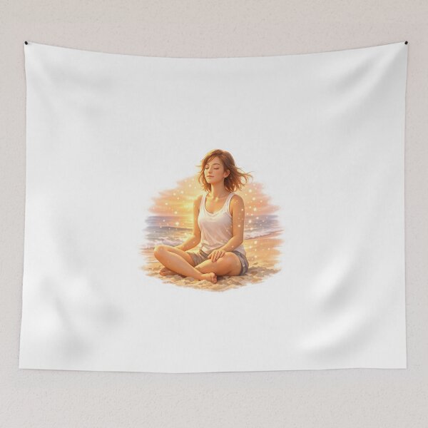 Item preview, Mentally At The Beach Aesthetic Sunset Meditation Art | Relaxing Ocean Dream Design designed and sold by ArtWaveStudio8.