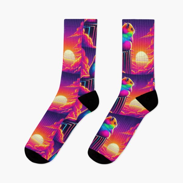 Item preview, Surreal Neon Hamster in Cosmic Sunset designed and sold by Dogandesighn.
