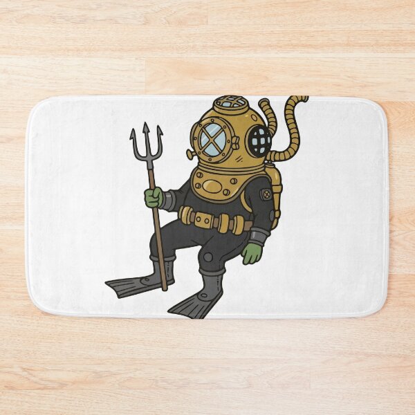 Item preview, Steampunk Deep Sea Diver with Trident Cartoon designed and sold by Floomart.