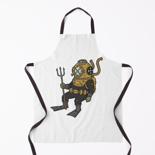 Item preview, Steampunk Deep Sea Diver with Trident Cartoon designed and sold by Floomart.