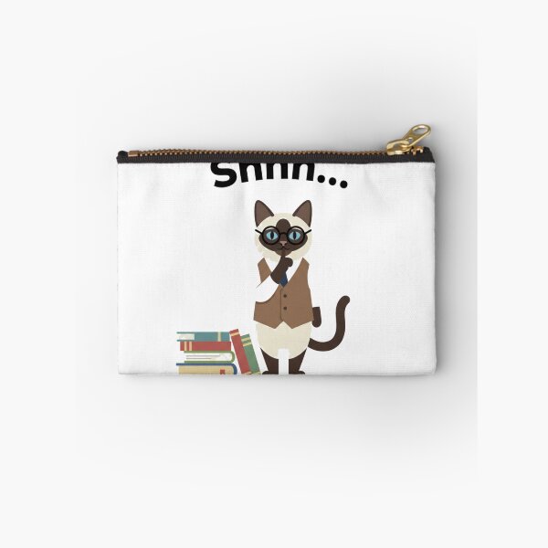 Item preview, Siamese Cat Librarian Shushing Books Quiet Reader designed and sold by FiveBlessings.