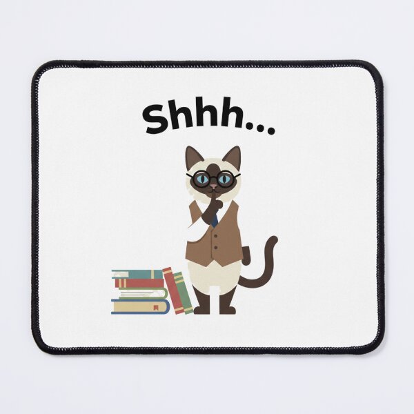 Item preview, Siamese Cat Librarian Shushing Books Quiet Reader designed and sold by FiveBlessings.