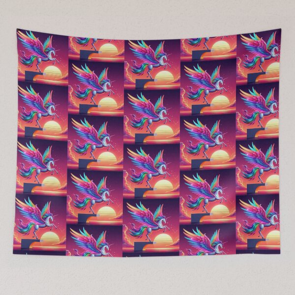 Item preview, Neon Alicorn – Surreal Sunset Fantasy Design designed and sold by Dogandesighn.