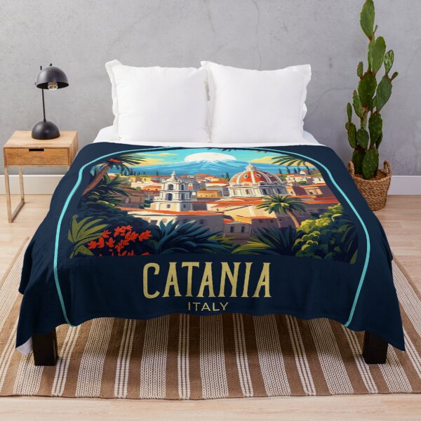 Item preview, Catania Vintage Travel Illustration designed and sold by HomeLivingCo.
