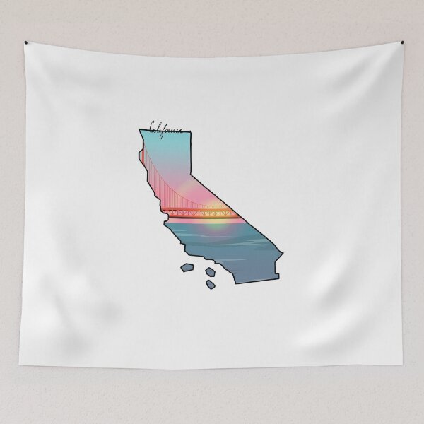 Item preview, California State Map Golden Gate Bridge Sunset Art Design designed and sold by Avaaxa.