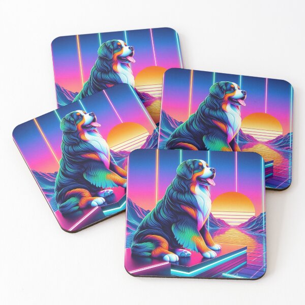 Item preview, cute colorful neon bernese dog designed and sold by Dogandesighn.