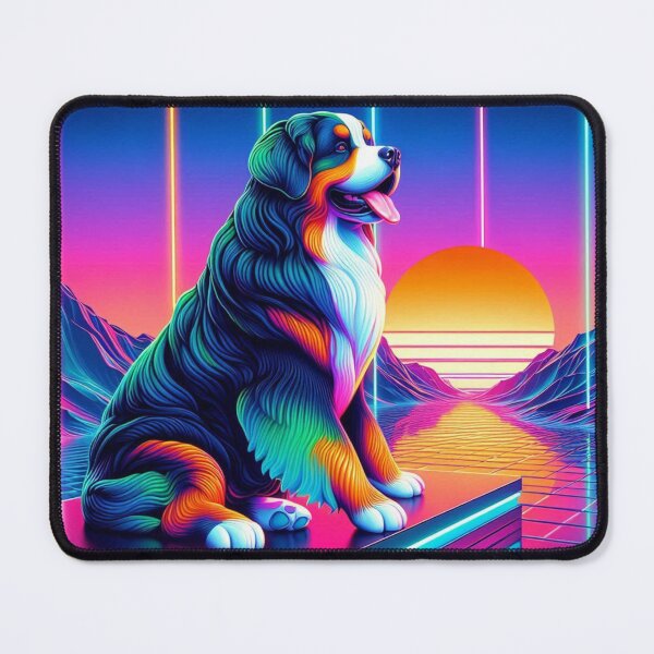 Item preview, cute colorful neon bernese dog designed and sold by Dogandesighn.
