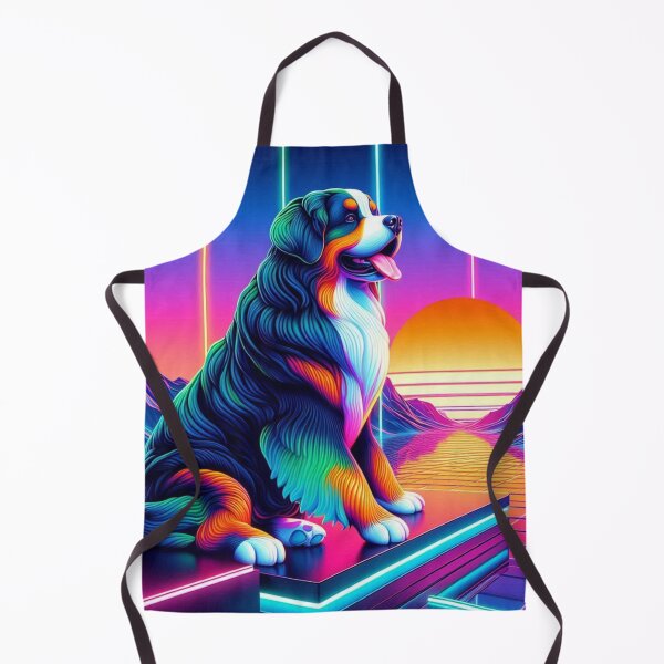 Item preview, cute colorful neon bernese dog designed and sold by Dogandesighn.