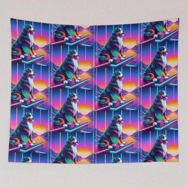 Item preview, cute colorful neon bernese dog designed and sold by Dogandesighn.